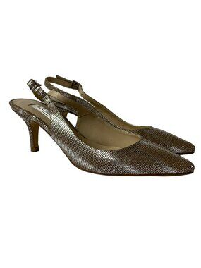 L.K. Bennett Textured Slingback Metallic Heels Rose Gold Sz 35 (EU)